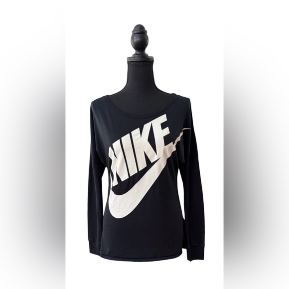 Nike Tops - Nike Black Long Sleeve Top with White Logo